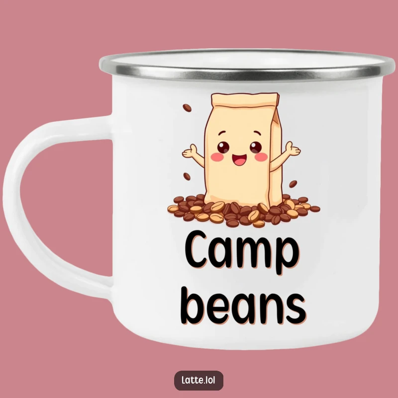 Funny Camping Mug: Gleeful Coffee Bag Spill, Perfect Humorous Outdoor Gift!