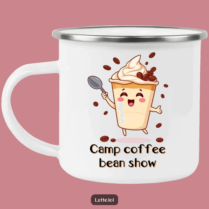 Funny Latte Juggling Camping Mug: Outdoor Coffee Bean Acrobat Gift