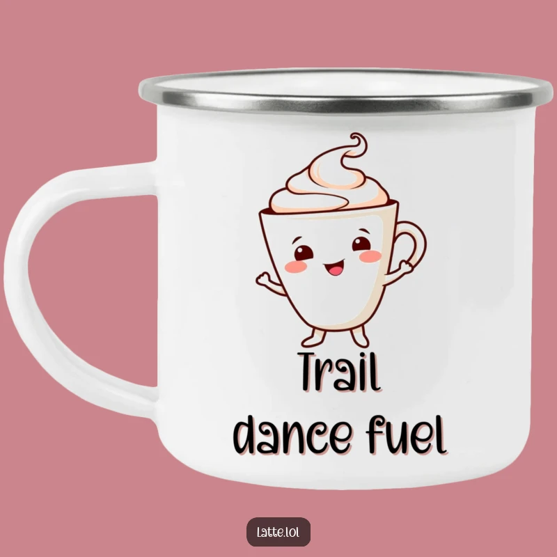 Dancing Latte Funny Camping Mug: Durable Cup, Cheerful Foam, Outdoor Fun Gift