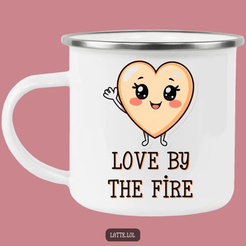 Funny Latte Heart Wave Camping Mug: Outdoor Cheerful Coffee Gift