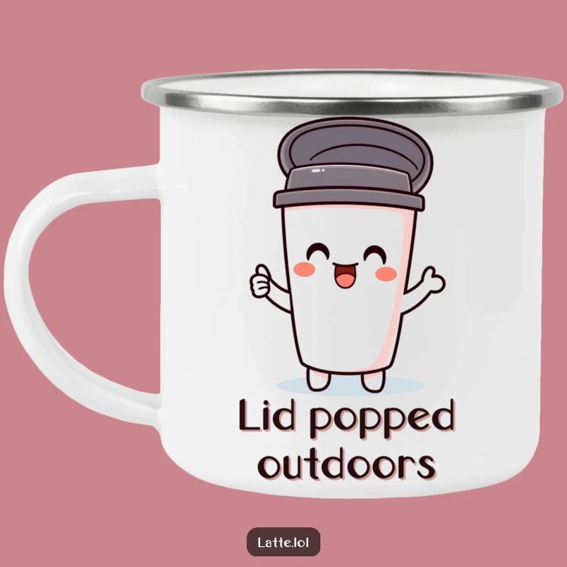 Funny Camping Mug: Delightful Travel Mug Lid Pop, Perfect Humorous Outdoor Gift!