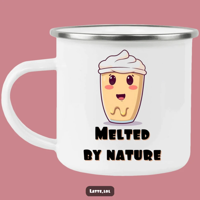 Funny Melting Latte Art Camping Mug - Surprised Coffee Cup, Perfect Outdoor Gift