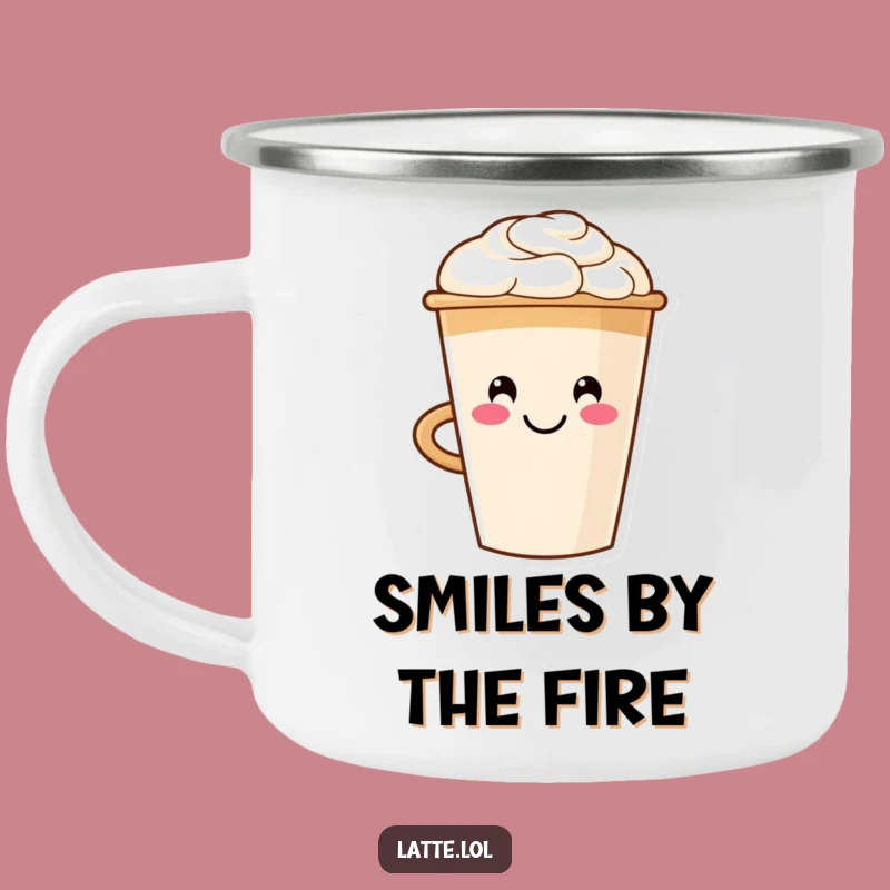 Funny Smiling Latte Cup Camping Mug: Adventure in Every Sip!