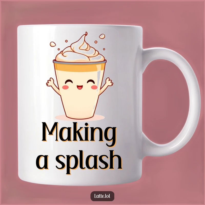Funny Latte Splash Mug - Playful Foam Art Character Gift
