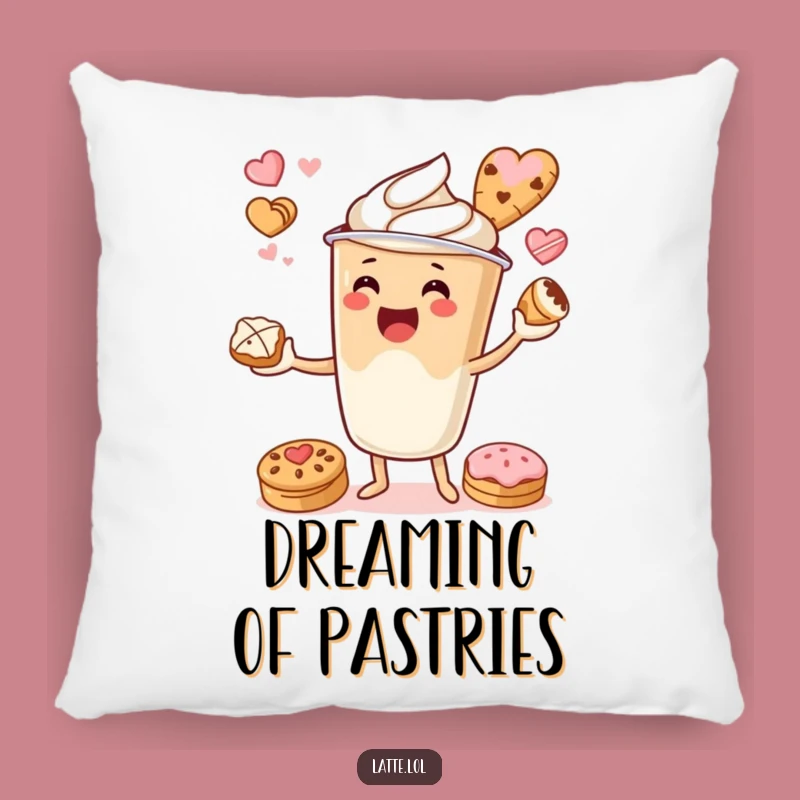 Comfortable Funny Latte Cup Juggling Pastries Pillow: Sweet Home Decor