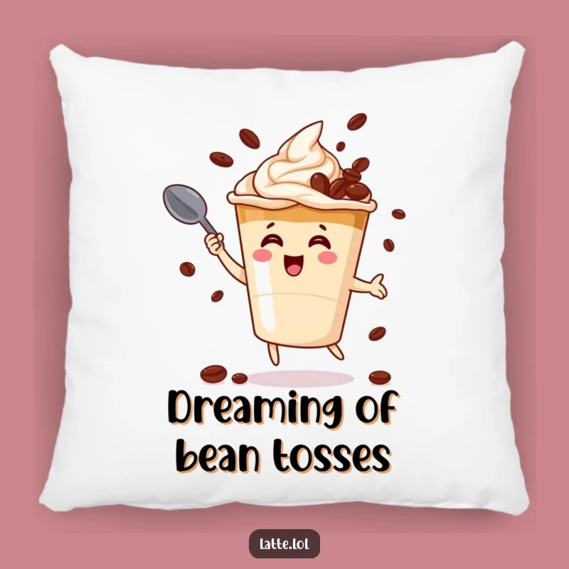 Funny Latte Juggling Pillow: Cozy Coffee Bean Acrobat Accent Pillow Gift