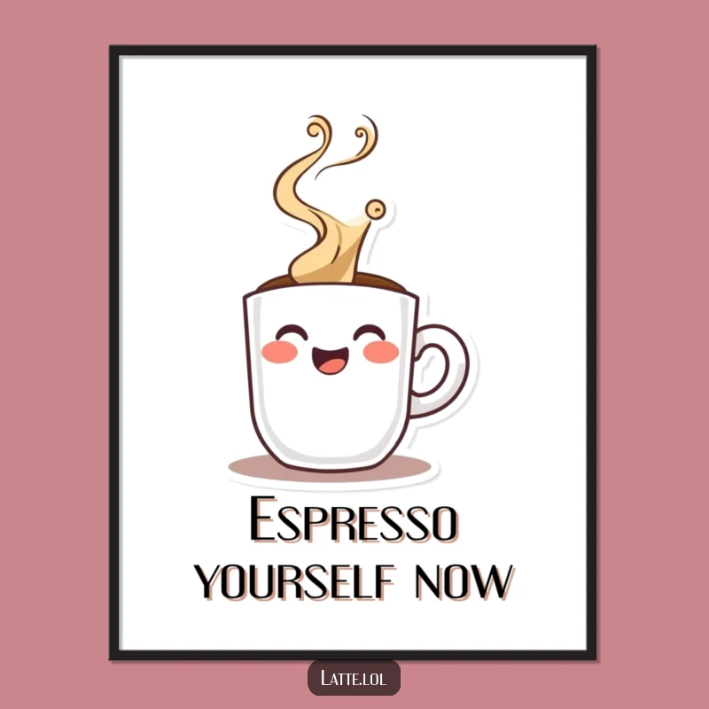 Funny Espresso Shot Digital Art: Hang Your Morning Power!