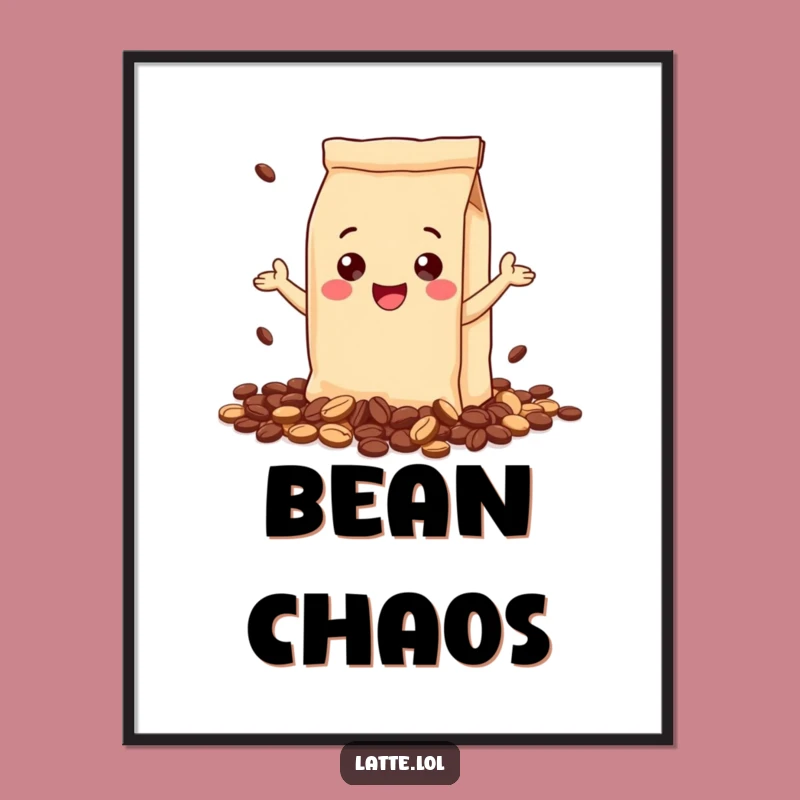 Funny Coffee Bag Digital Art: Gleeful Spill, Perfect Humorous Instant Download Gift!