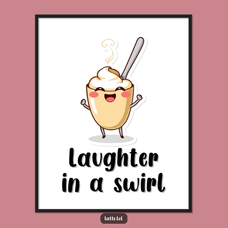 Funny Coffee Spoon Latte Wall Art - Instant Character, Whimsical Funny Gift