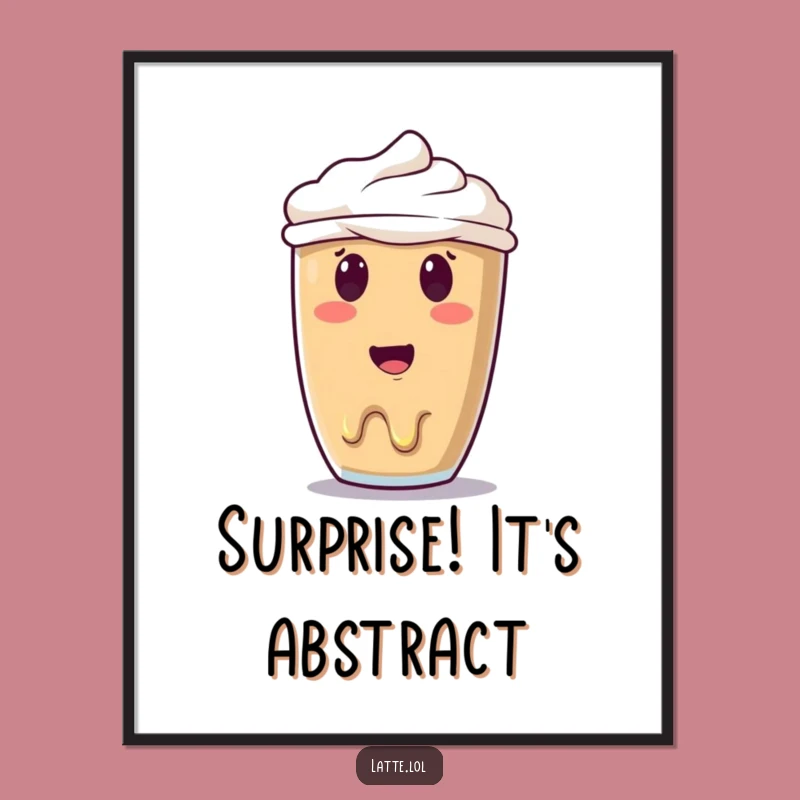 Funny Melting Latte Art Digital Print - Surprised Coffee Art, Instant Gift Download