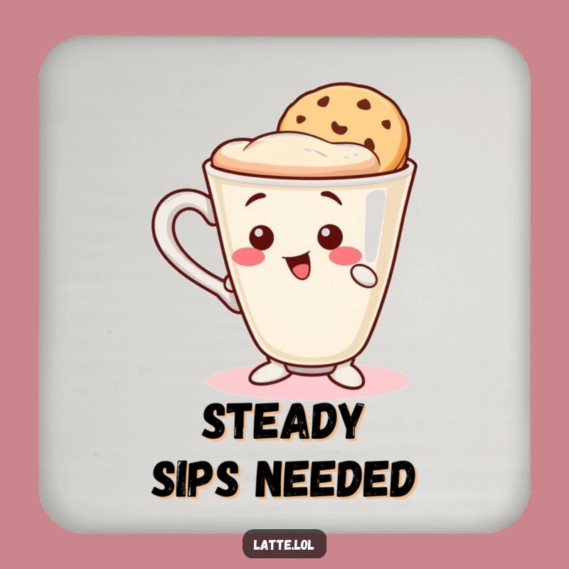Balancing Latte Funny Coasters (Set): Wobbly Cup, Cookie Wafer, Protect Surfaces Gift