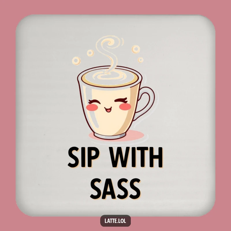 Funny Winking Latte Cup Coaster: Playful Steam Protection, Perfect Bar Accessory Gift