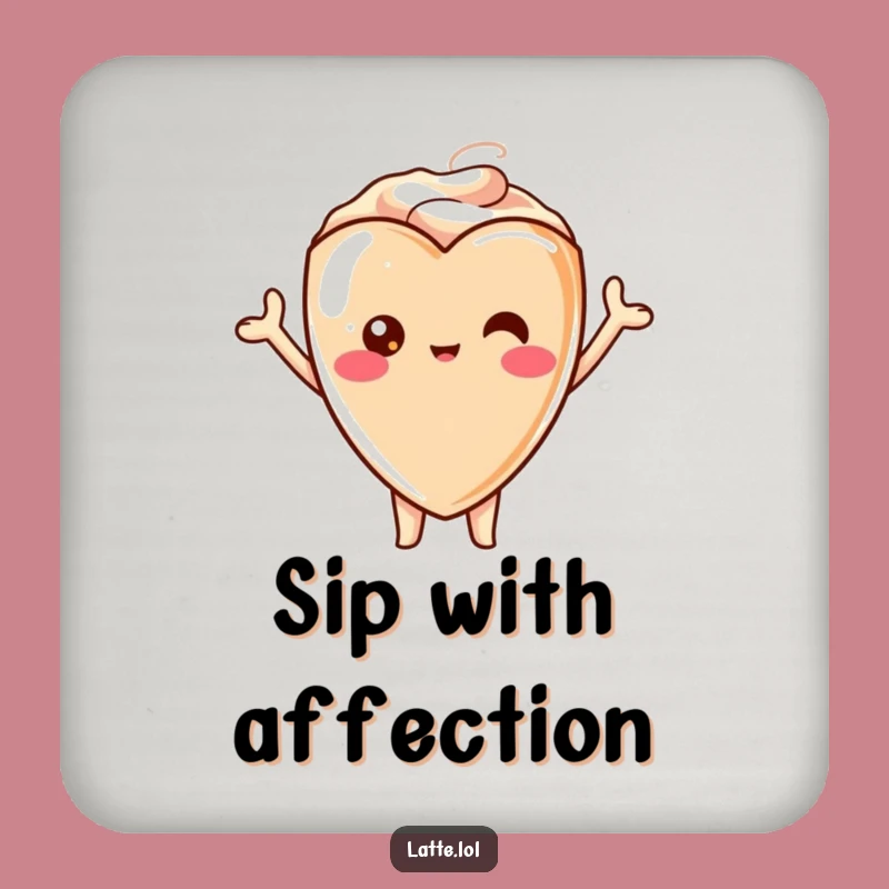 Funny Kawaii Latte Heart Coaster - Cheerful Table Protector