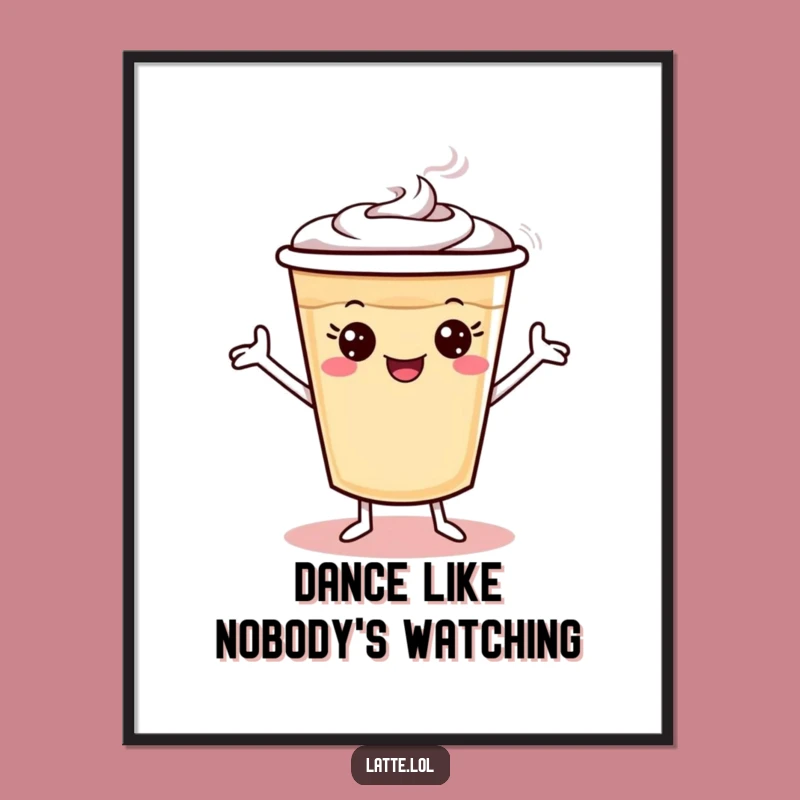 Funny Dancing Latte Art Poster: Vibrant & Hilarious Wall Decor for Coffee Lovers