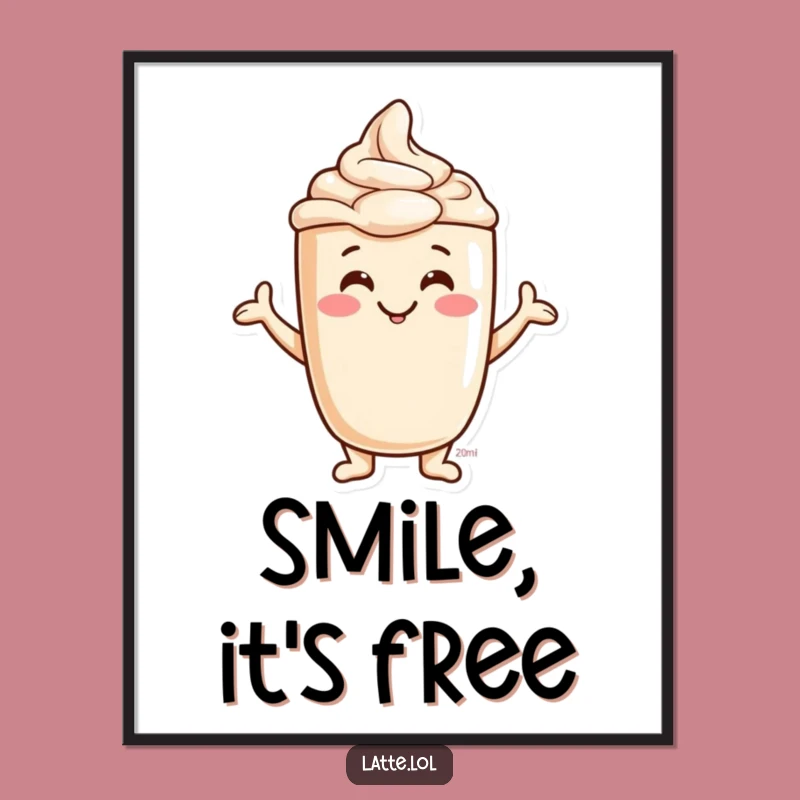 Funny Jovial Latte Foam Poster - Artistic Character, Cheerful Funny Gift