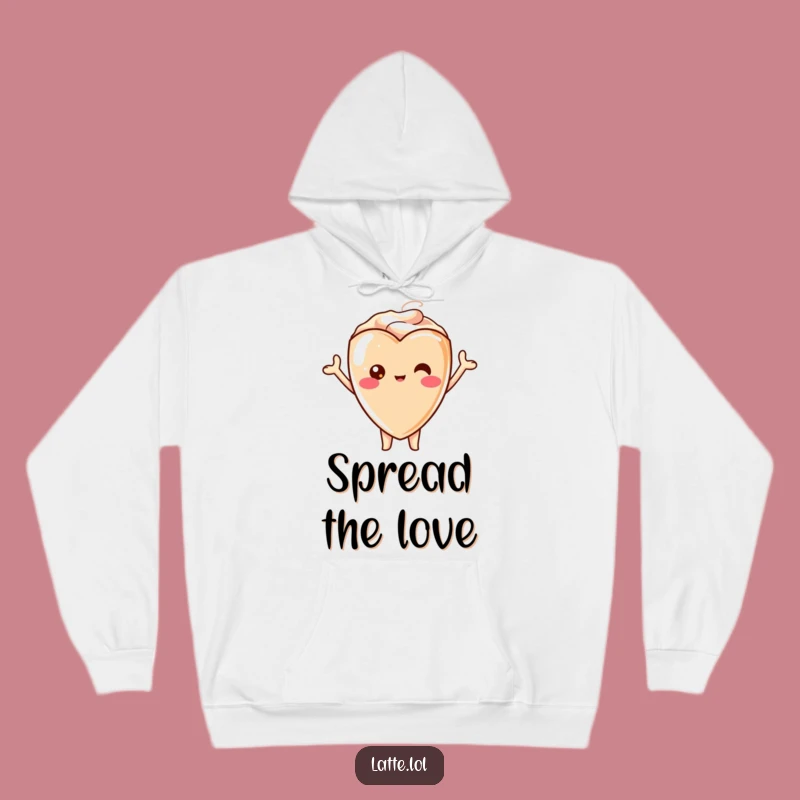 Funny Kawaii Latte Heart Hoodie - Cozy Cheerful Character Comfort