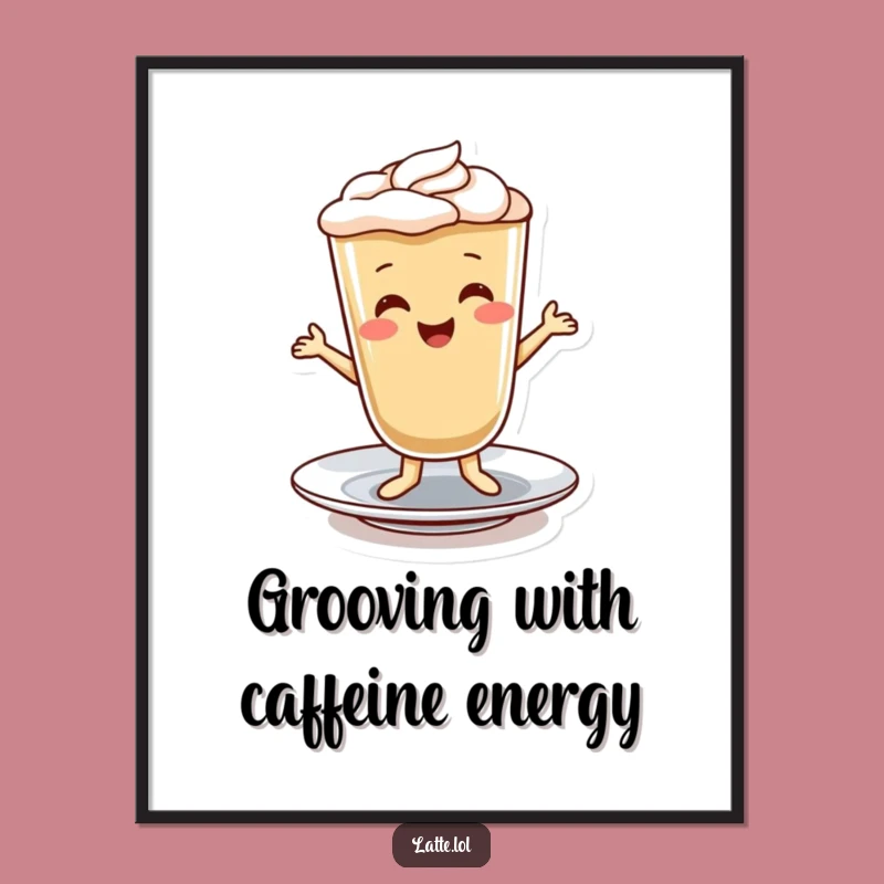 Funny Free Printable Wall Art: Dancing Latte Character for Cheerful Decor
