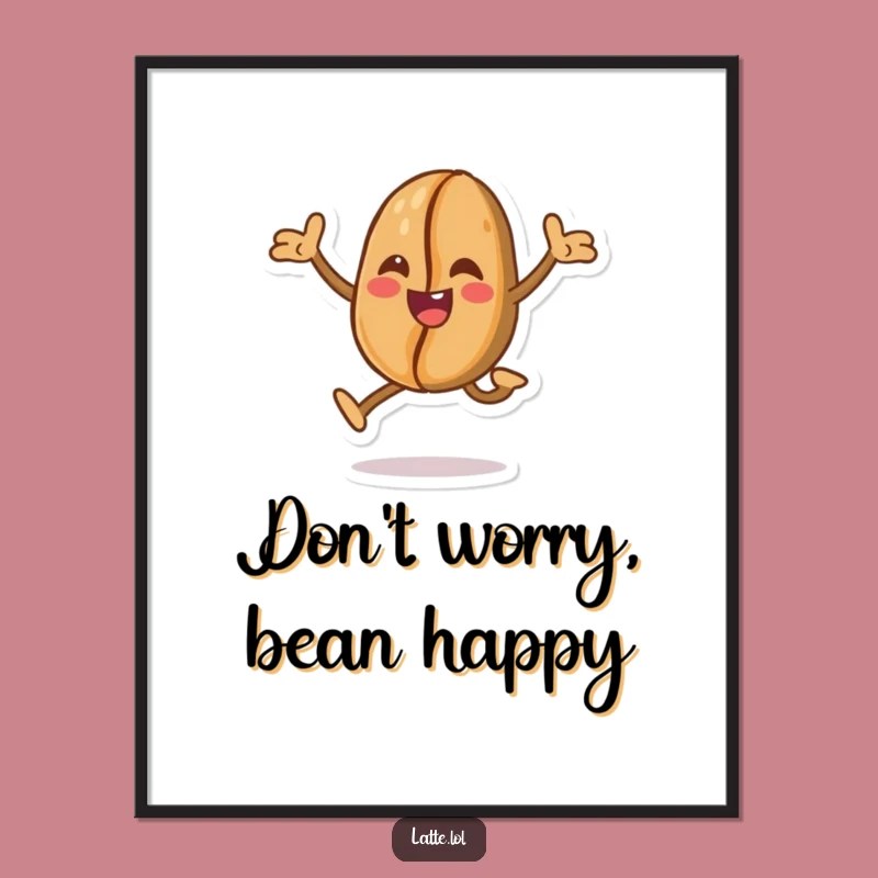 Funny Free Printable Wall Art: Jumping Coffee Bean, Energetic Downloadable Decor