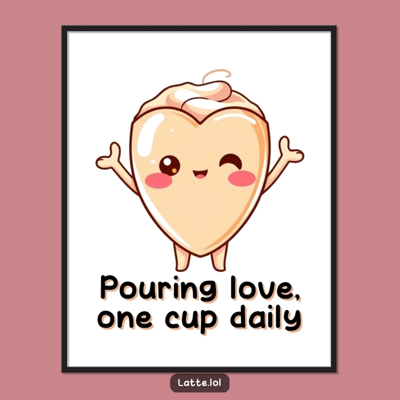 Funny Free Printable Wall Art: Kawaii Latte Heart Cheers for Your Space