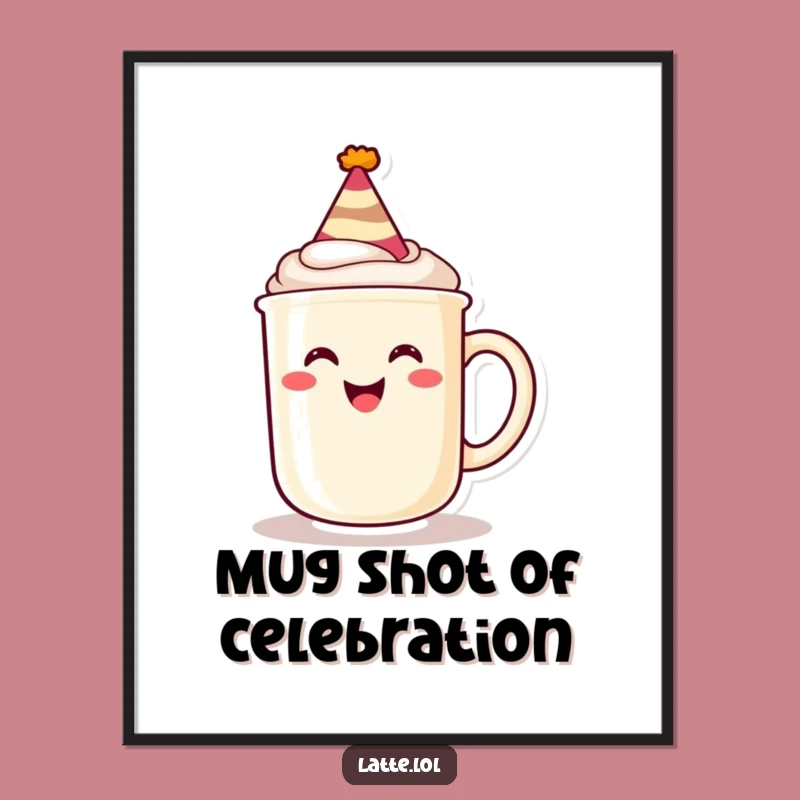 Free Printable Wall Art: Grinning Party Mug Funny Downloadable Art Gift