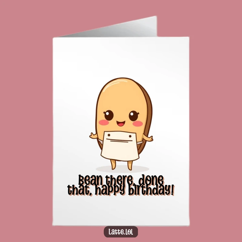 Free Printable Coffee Bean Birthday Card: Apron Character, Funny Downloadable Gift