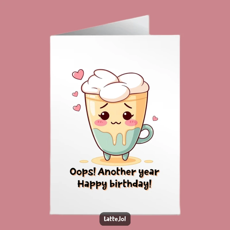 Funny Free Printable Latte Heart Card - Oops! Happy Birthday, Downloadable & Cute