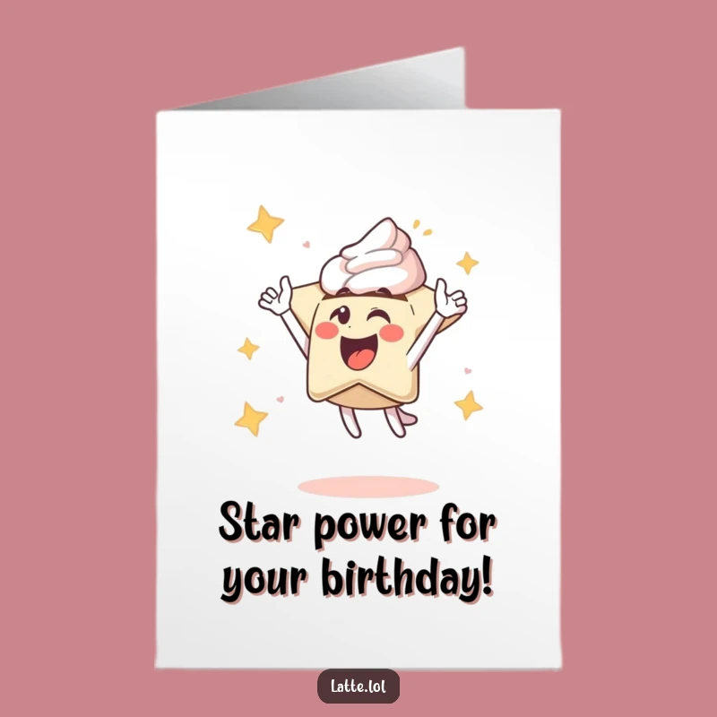 Free Printable Birthday Card: Excited Latte Star Funny Downloadable Gift For Coffee Lovers