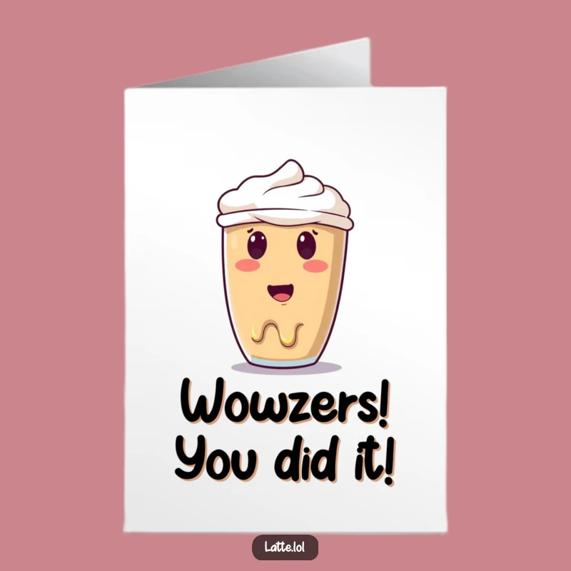 Melting Latte Art Congrats Card: Free Printable Surprise Face for Your Big Achievement