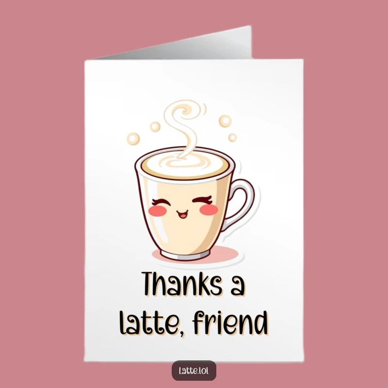 Free Printable Thank You Card: Winking Latte Art Funny Downloadable Gift