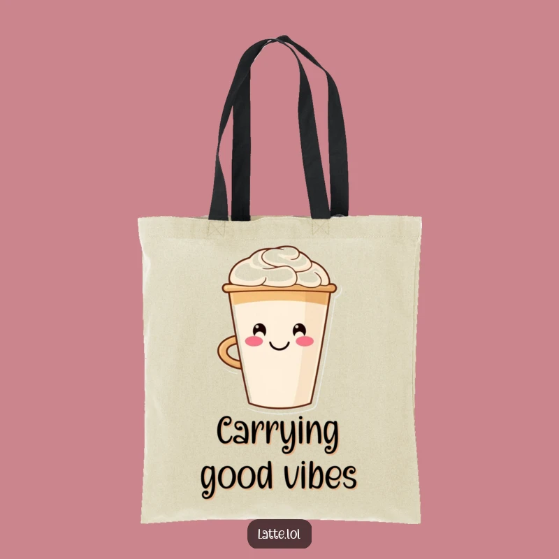 Funny Smiling Latte Cup Tote Bag: Carry Your Happiness!