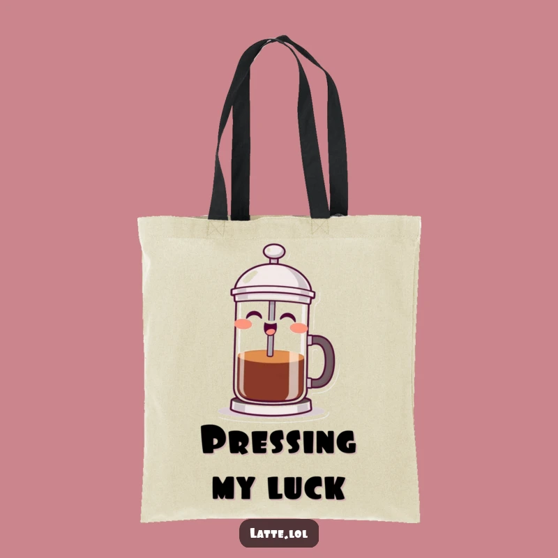 Funny French Press Tote Bag - Laughing Coffee Maker, Perfect Eco-Friendly Gift