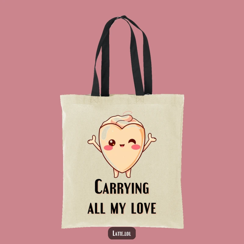 Funny Kawaii Latte Heart Tote Bag - Cheerful Carry-All