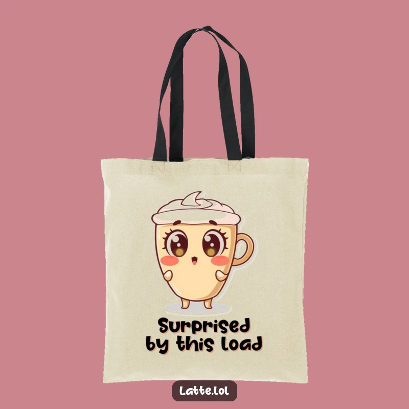 Funny Surprised Latte Tote Bag: Wide-Eyed Carry-All - Humorous Gift
